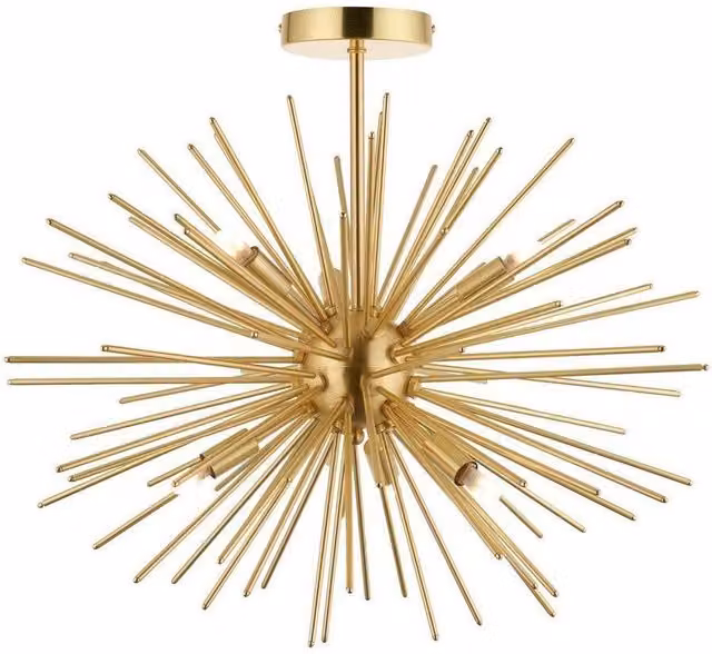 Netlighting Orta Multi Arm Semi Flush Ceiling Lamp in Gold/Brass