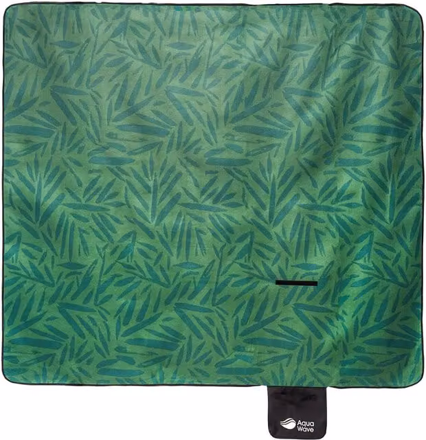 Aquawave Salva Leaf Print Picnic Blanket in Dark Green with Carry Handle