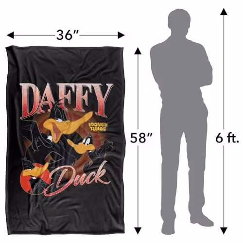 LOGOVISION Looney Tunes Daffy Duck Super Soft Fleece Throw Blanket, Multicolour, W: 91 cm x L: 147 cm – 4