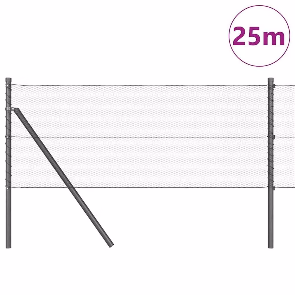 Berkfield Home Grey Steel Hexagon Fence 0.6 x 25 m – 2