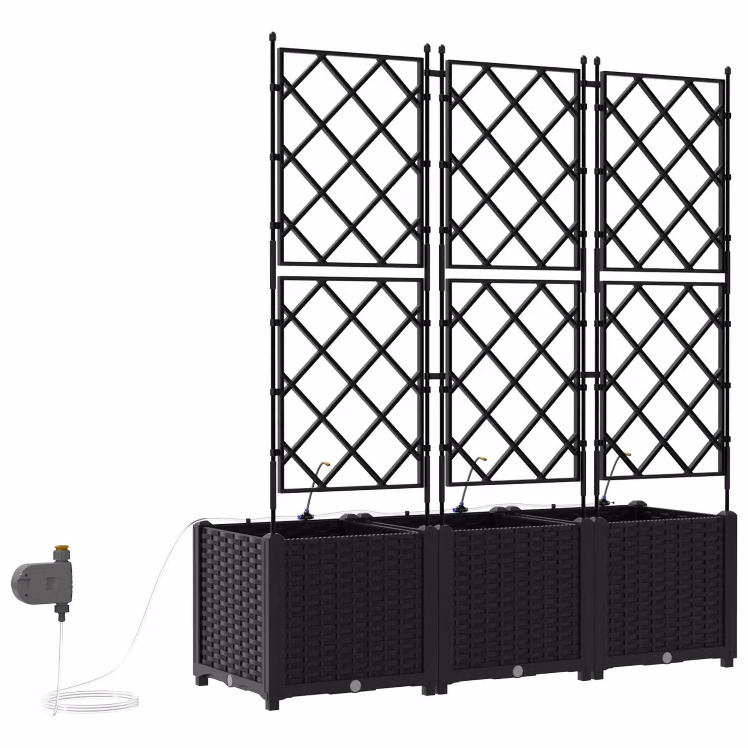 Berkfield Home Garden Planters with Water Irrigation System, 3 Piece Set, Black – 4