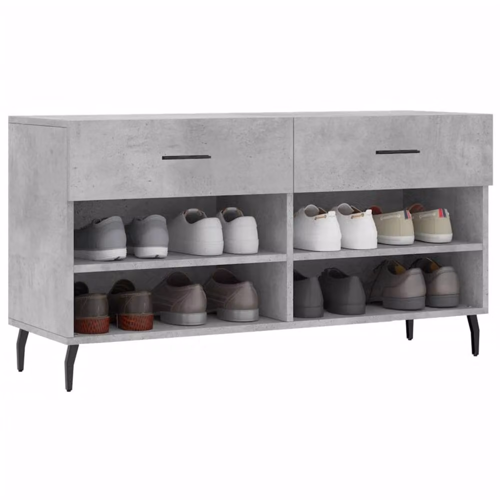 Berkfield Home Industrial Shoe Bench in Concrete Grey, W/D/H: 102 x 35 x 55 cm – 3