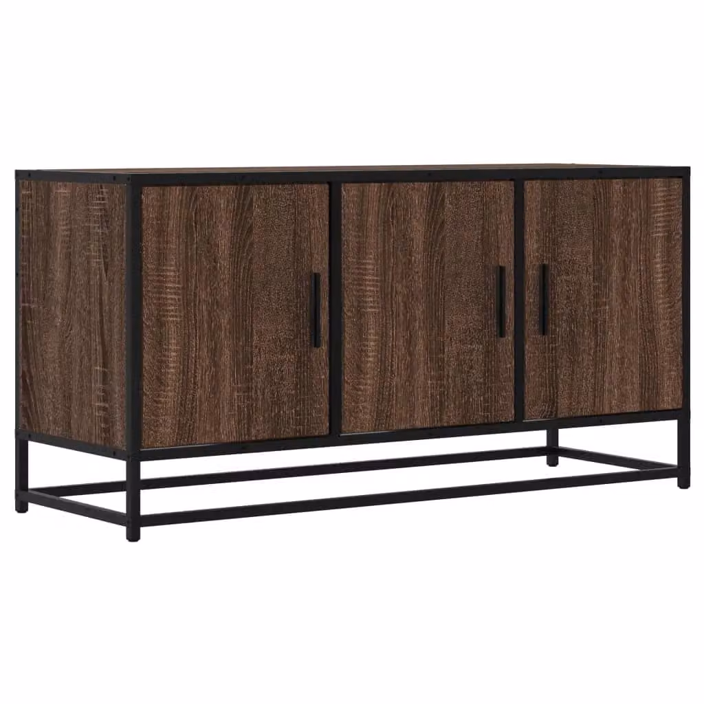 Berkfield Home Industrial TV Cabinet in Brown Oak, W/D/H: 100 x 35 x 50 cm – 1