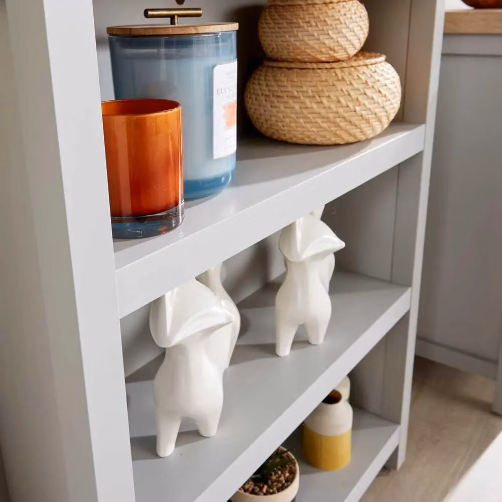 Home Source Avon Low 3 Shelf Bookcase Storage Unit in Grey – 3