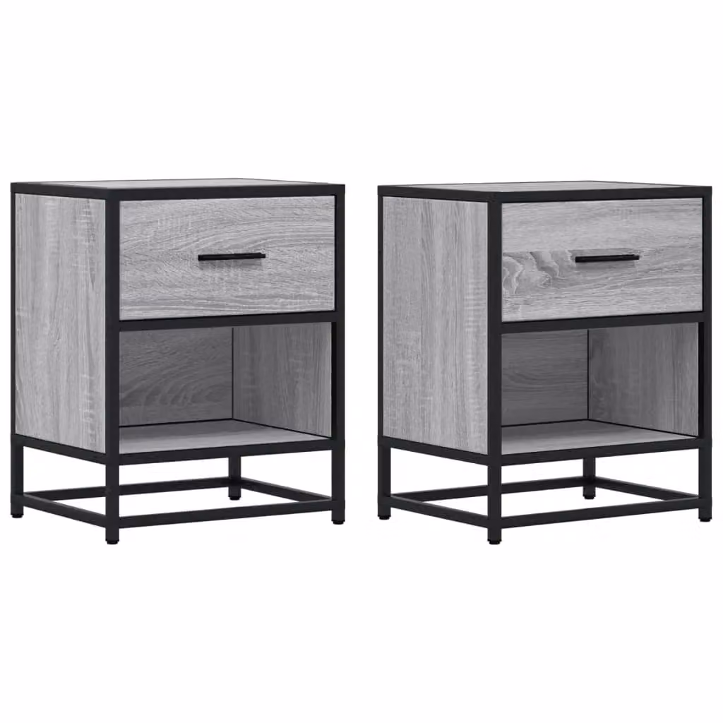 Berkfield Home Set of 2 Grey Sonoma Bedside Cabinets in Engineered Wood W/D/H: 40 x 31 x 50 cm – 2