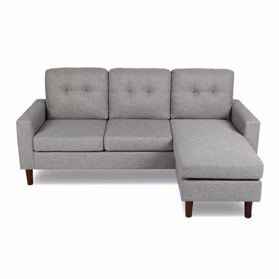 Home Garden Direct Pisa Small 3 Seater Corner Sofa with Reversible Chaise in Grey Soft Woven Fabric – 2