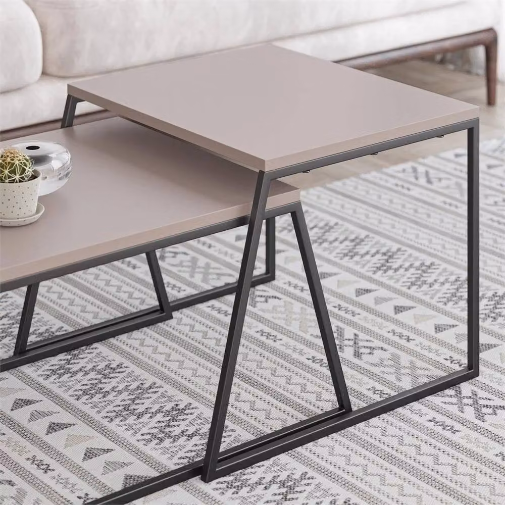 Nordara Set of 2 Nesting Coffee Tables in Mocha Grey with Scratch Resistant Matt Finish – 2