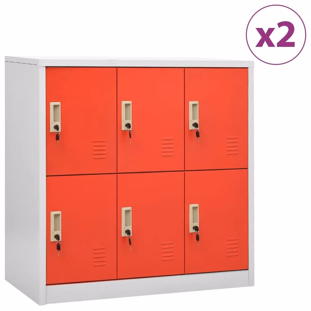 Berkfield Home Set of 2 Wall Mounted Metal Locker Cabinets in Grey and Red, W/D/H: 90 x 45 x 92.5 cm – 2