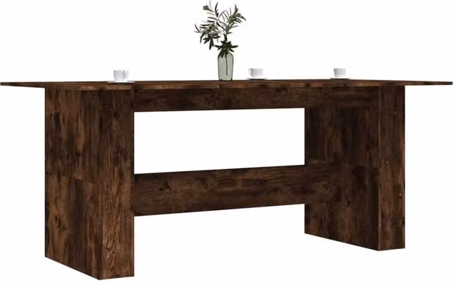 Berkfield Home Elegant Rectangular Dining Table in Smoked Oak Brown, W/D/H: 180 x 90 x 76 cm