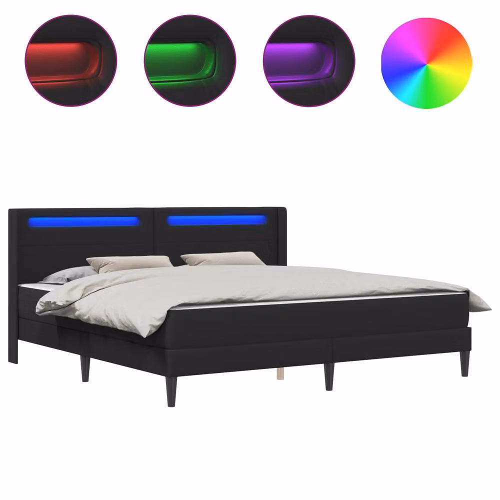Berkfield Home Black Faux Leather Bed Frame with LED Under-Bed Lighting, W/D/H: 180 x 200 cm – 2