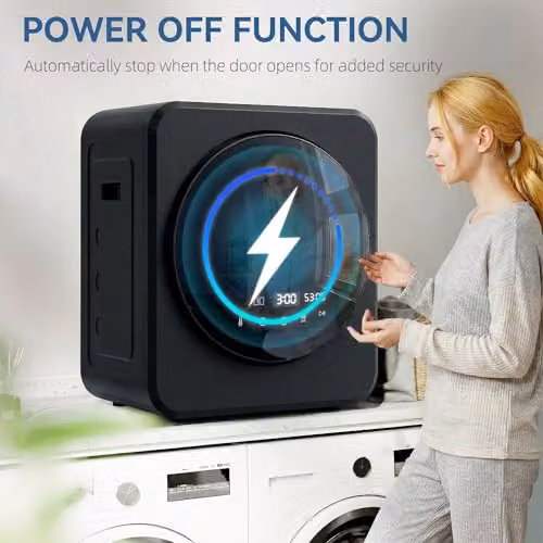 HOMCOM Black Vented Compact Tumble Dryer with 2.5 kg Dry Capacity and Reversible Drum Action – 6