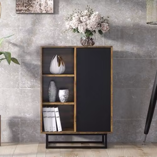 Creative Furniture Industrial Retro Sideboard in Black and Multicolour, W: 100 cm