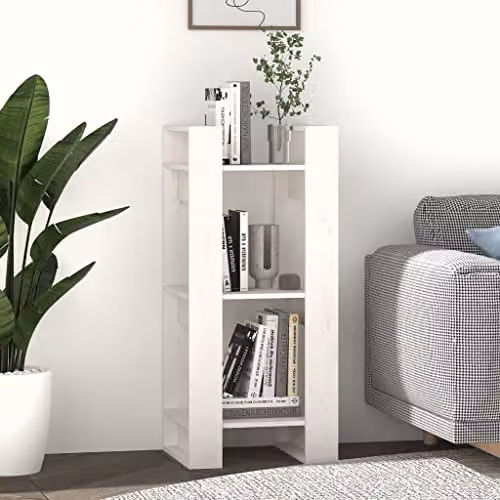 vidaXL White Solid Wood Pine Book Cabinet and Room Divider W/D/H: 41 x 35 x 91 cm – 3