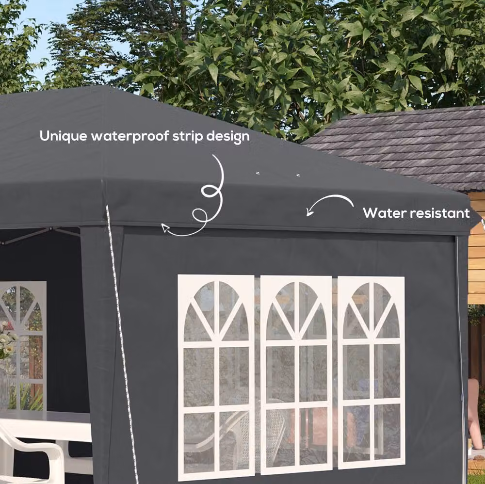 STILVORA Pop-Up Gazebo with Removable Walls, Grey, W: 600 cm, D: 300 cm, H: 270 cm – 5