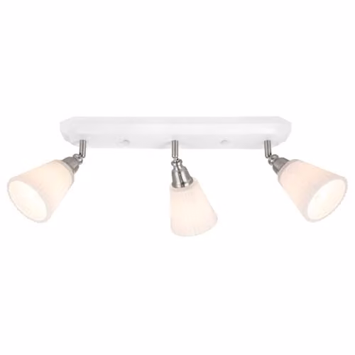 Cosylyte Leverton Modern 3 Light Ribbed Glass Spotlight in White, W/D/H: 46 x 11.5 x 21 cm, 3 x E14 Max 10W LED – 1