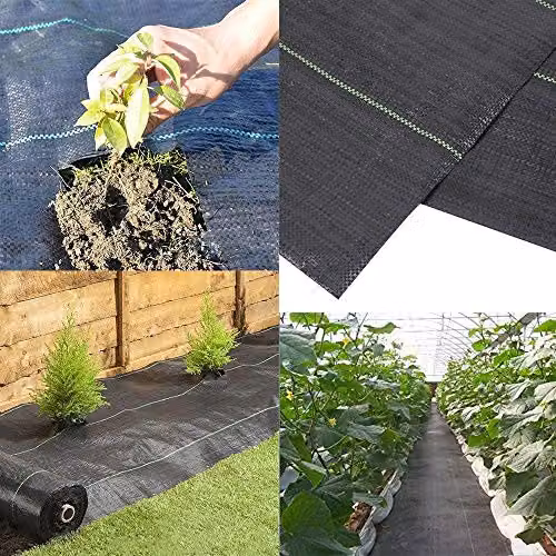 Gr8 Garden Heavy Duty Black UV Stabilised Woven Weed Control Fabric Landscape Ground Cover Membrane, W: 2 m, L: 10 m