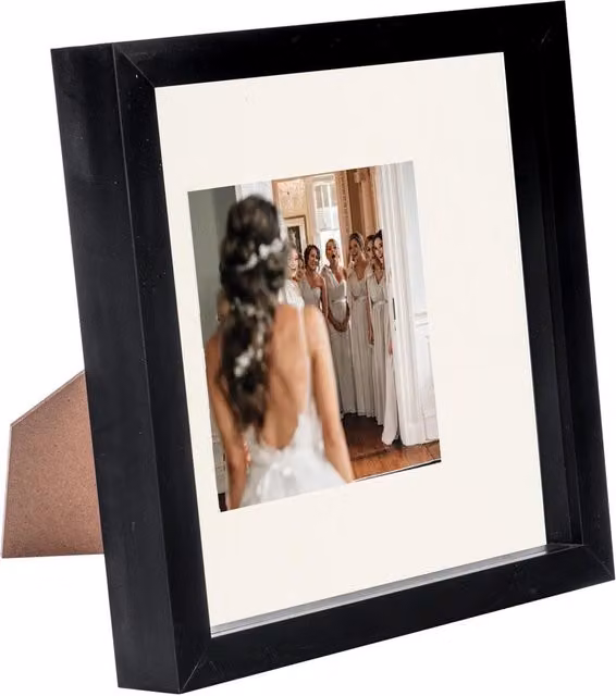 Nicola Spring Single Square 3D Box Photo Frame in Black and Yellow, W/H: 20.32 x 20.32 cm