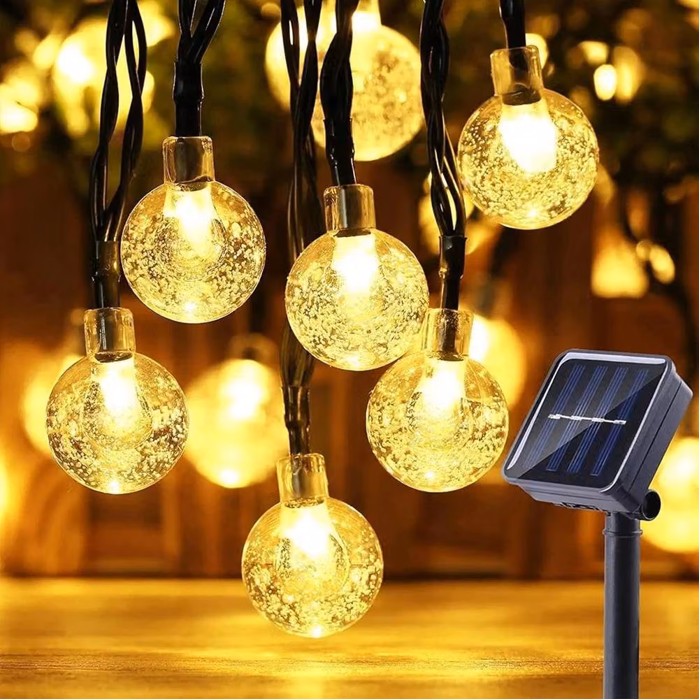 SPETLEK Solar Powered Retro LED Bulb String Lights, Warm White, 8m – 4