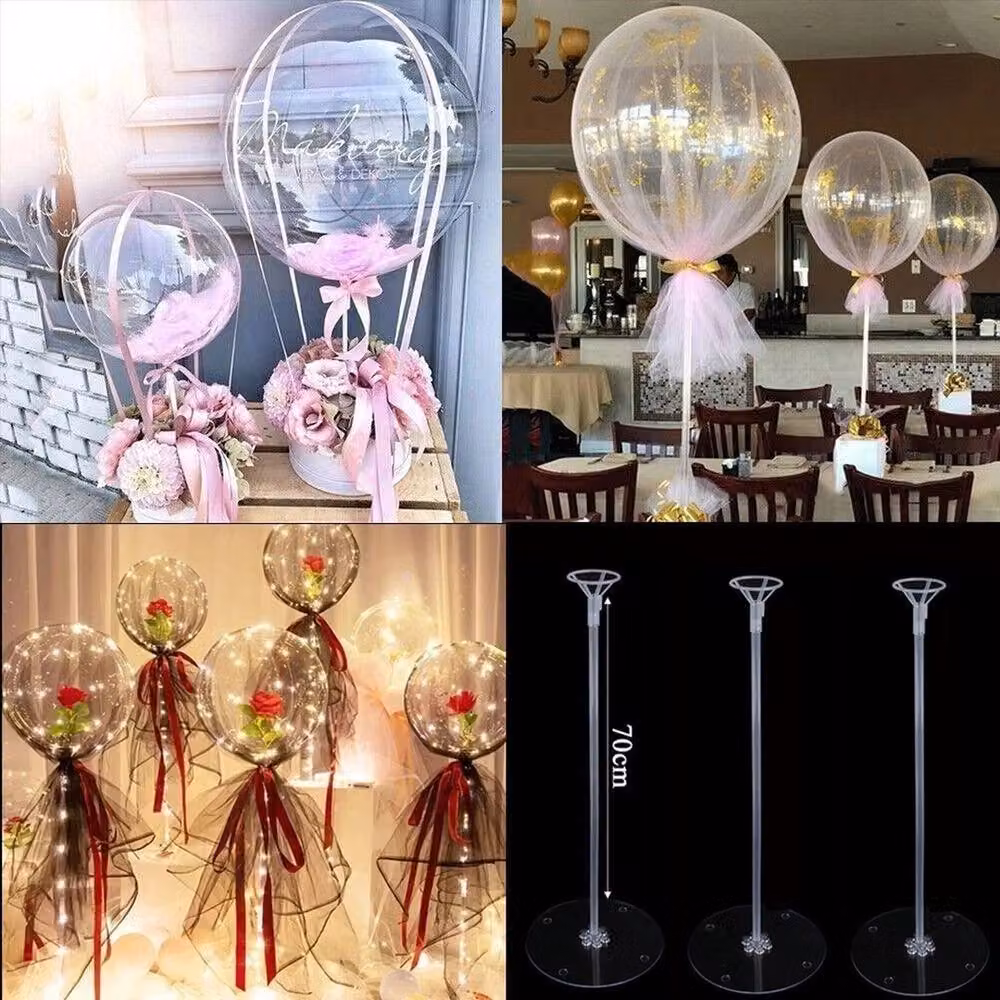 FLAVORA 10-Piece Reusable Tabletop Balloon Stand Kit in Transparent Plastic, H 100 cm x W 15 cm – 2