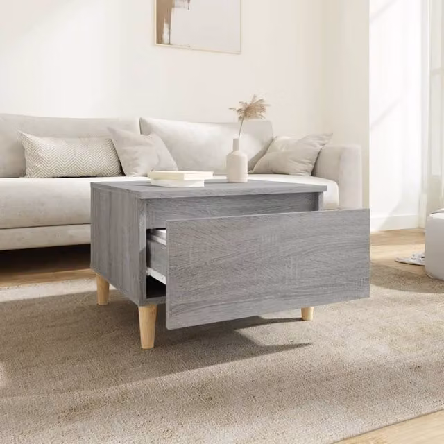 Berkfield Home Grey Sonoma Side Table, W: 50 cm, D: 46 cm, H: 35 cm