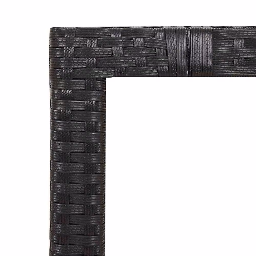 Berkfield Home Square Garden Table with Black Poly Rattan and Acacia Wood Top W/D/H: 75 x 75 x 90 cm – 4