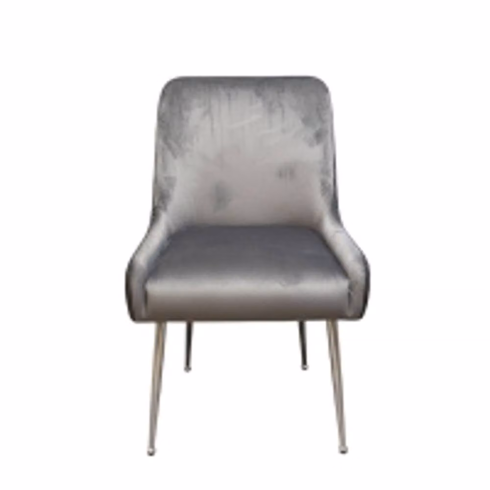Home Luxe Interior Marco Dining Chairs in Brushed Grey Velvet, Sold in Pairs – 6