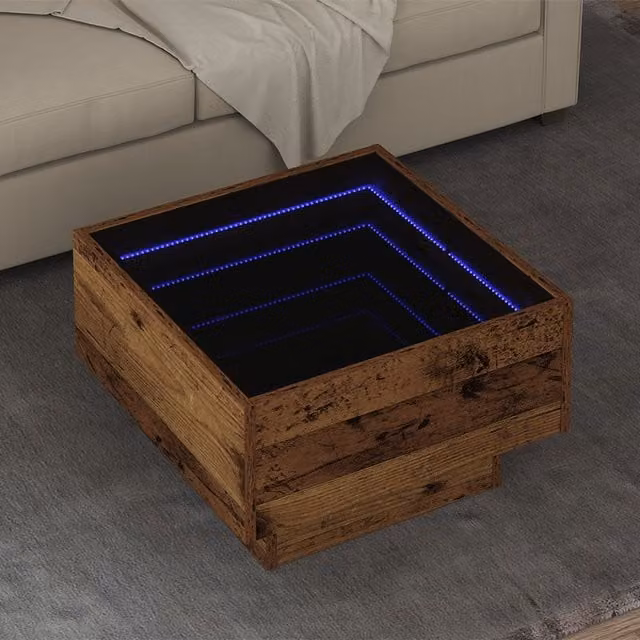 Berkfield Home Square Coffee Table in Brown Rustic Engineered Wood W/D/H: 50 x 50 x 30 cm – 1