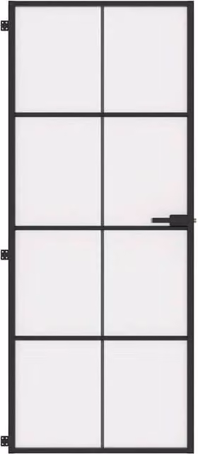 Berkfield Modern Slim Interior Door in Black with Tempered Glass and Aluminium, W: 83 cm, H: 201.5 cm – 1