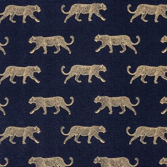 Terrys Leopard Panama Graphic Cotton Fabric in Blue