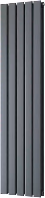 UK Radiators Typhoon Anthracite Flat Tube Vertical Designer Radiator, H 140 cm x W 34 cm