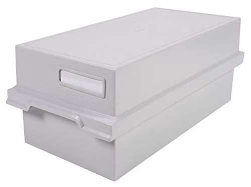 Exacompta Record Card Holder with Lid, A6 Horizontal Format, Light Grey, W: 35.5 cm, D: 17.1 cm, H: 13.9 cm