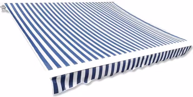 Berkfield Home Blue and White Polyester Awning Sunshade Canvas, W: 3 m, D: 2.5 m – 1