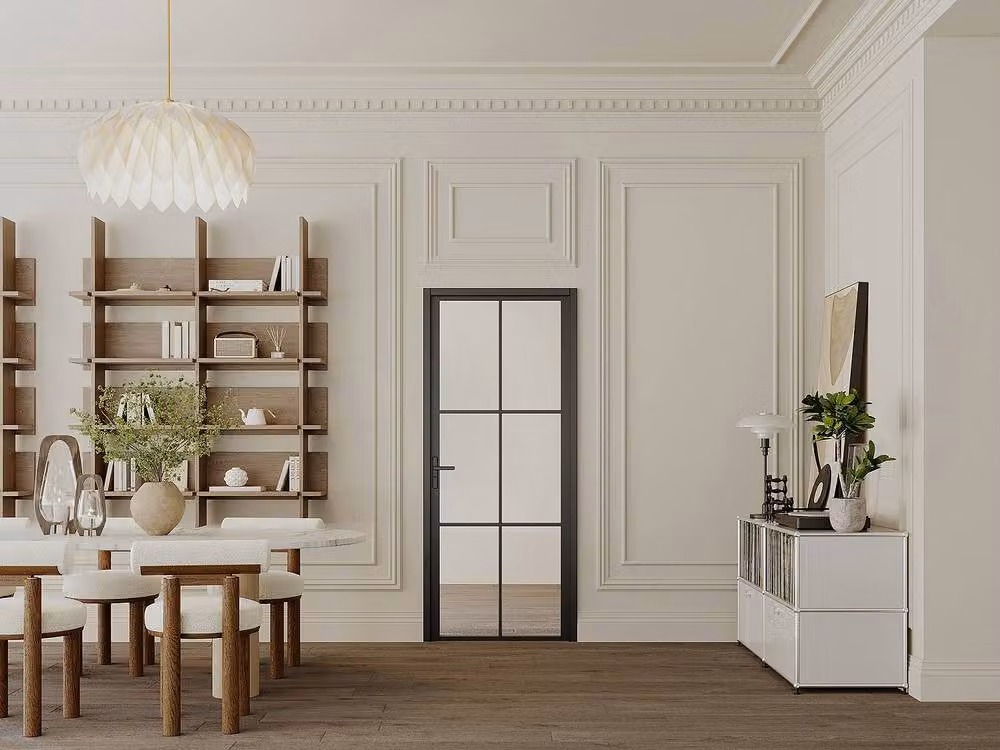 Vente-unique Aluminium and Tempered Glass Reversible Door Unit, Black, H: 204 cm, W: 83 cm – 2