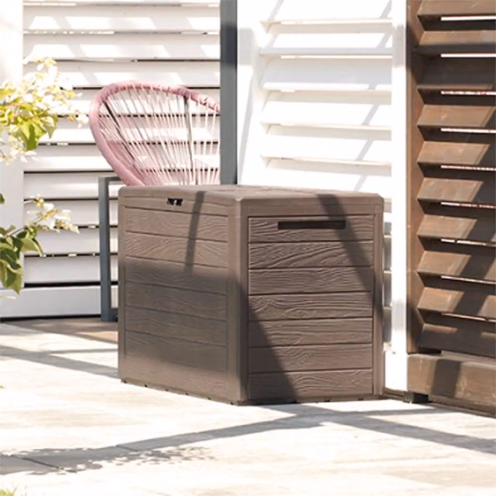 SPETLEK 190L Plastic Outdoor Garden and Balcony Storage Box in Brown – 4