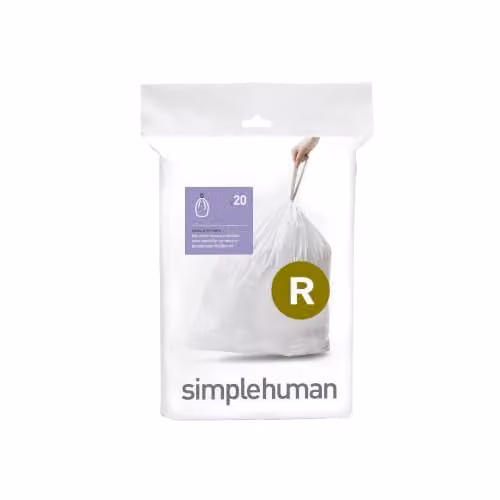simplehuman CW0201 Code R Custom Fit Bin Liners, White Plastic, Pack of 20