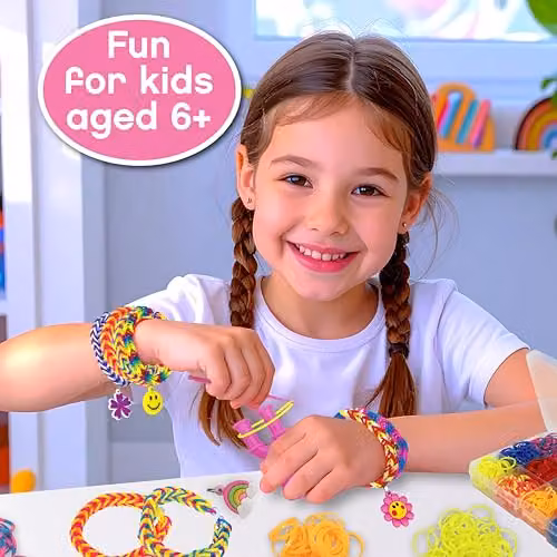 Small World Toys Fashion Rainbow Rubber Band Bracelet Making Kit in Multicolour with 500 Bands and Storage Case – 3