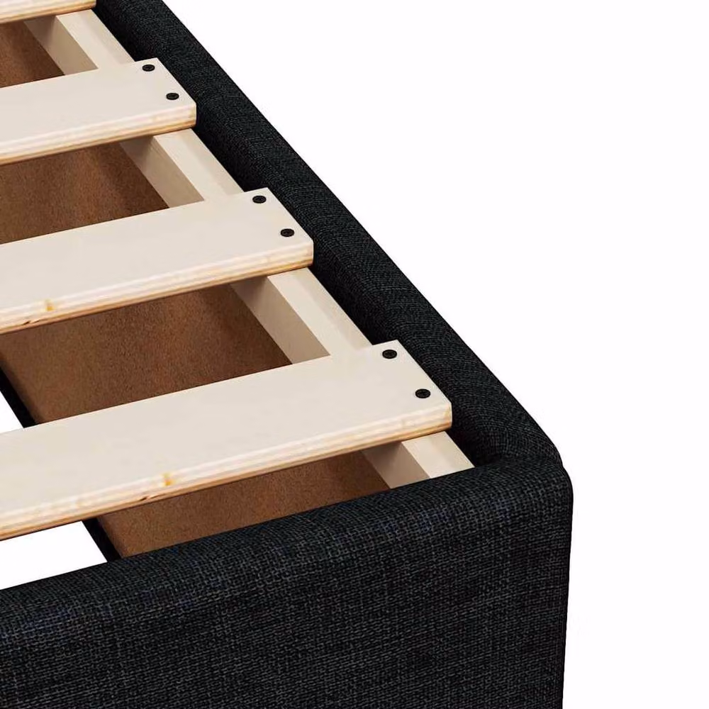 Berkfield Home Soft Fabric Bed Frame in Black, Double, W/D/H: 140 x 200 x 46 cm – 4