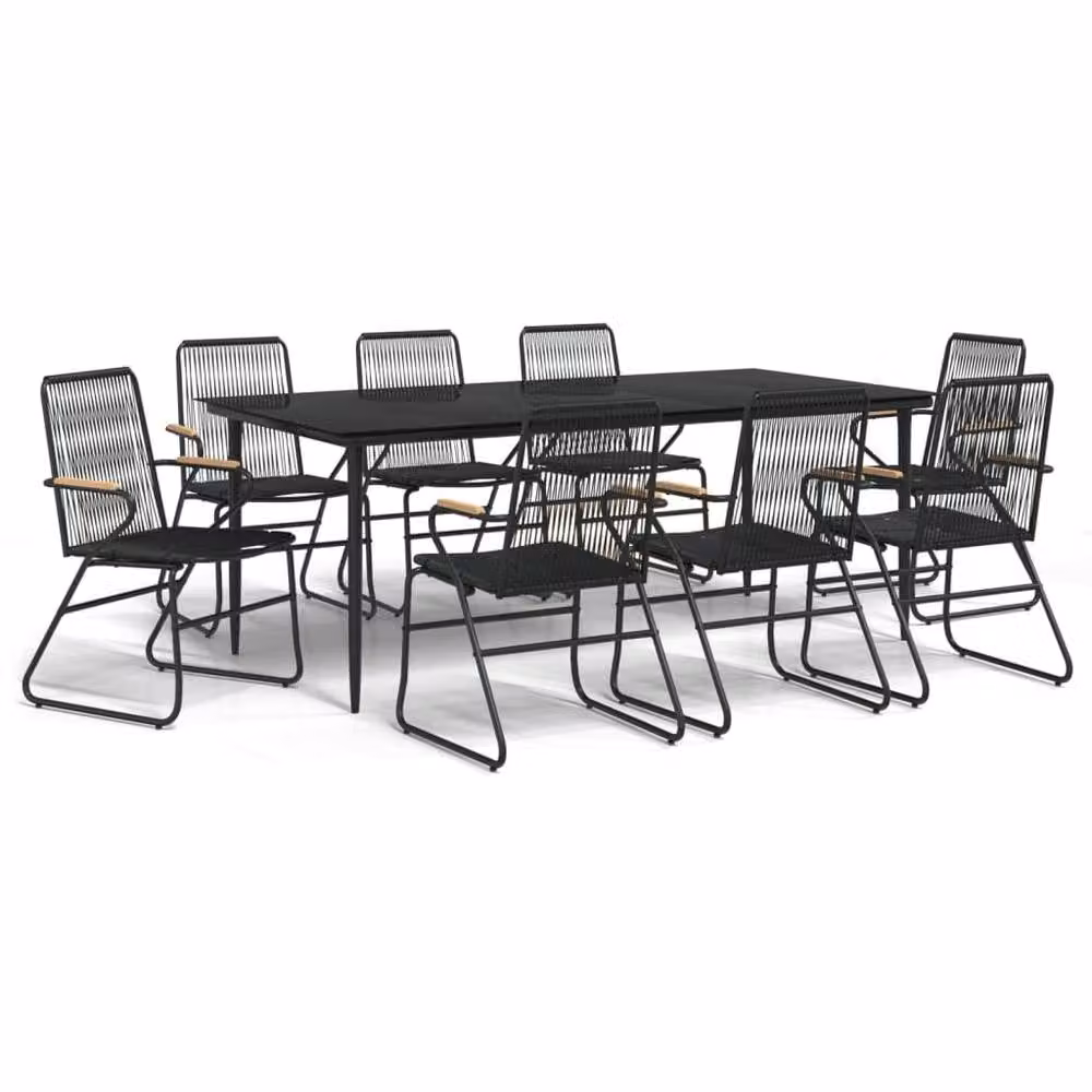 Berkfield Home Beautiful 9 Piece Black PVC Rattan Garden Dining Set – 3