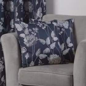 New Edge Blinds Meadow Floral Cushion Cover in Blue, W x H: 43 x 43 cm