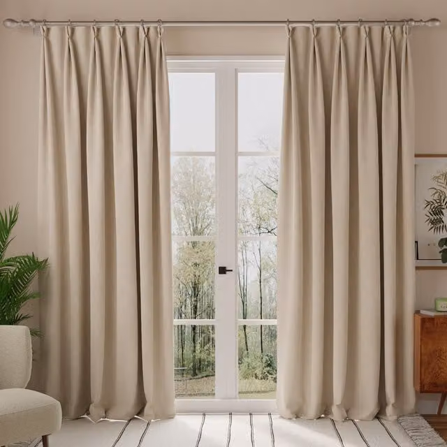 Linda Barker Petal Made to Measure Chenille Fabric Curtain in Beige