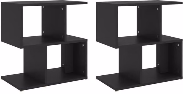 Berkfield Home Set of 2 Black Classic Bedside Cabinets, W/D/H: 50 x 30 x 51.5 cm