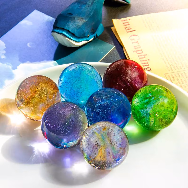 Leaper Seven Starry Sky Multicolour Glass Bead Crystal Ball Night Light with Rectangular Wood Base – 3