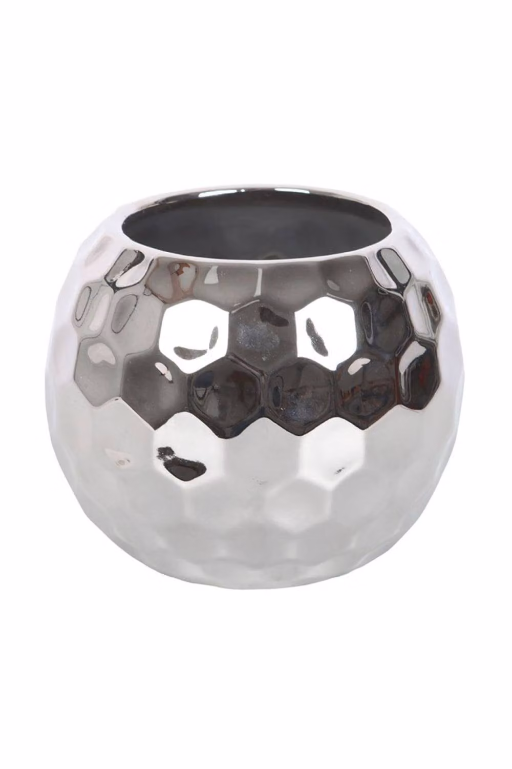 KDMD Silver Disco Ball Ceramic Vase - Retro Round Tabletop Flower Holder – 2