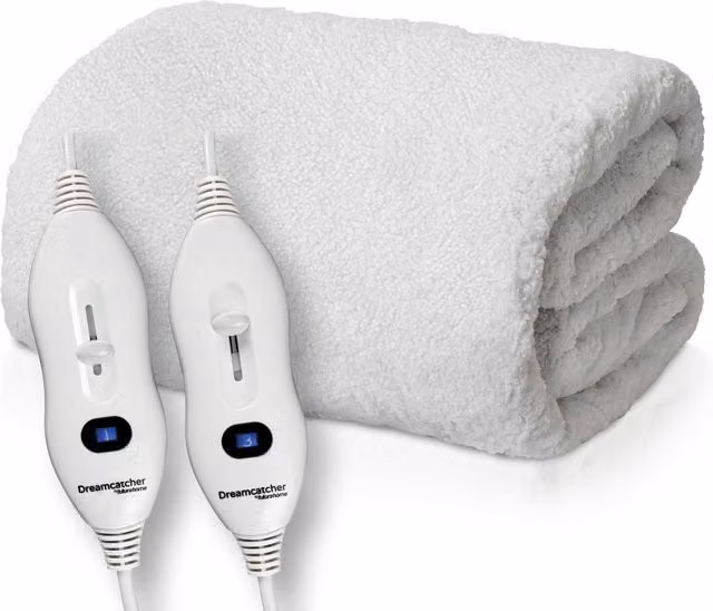 Dreamcatcher White Sherpa Fleece Fully Fitted Electric Blanket W/D/H: 140 x 200 x 137 cm