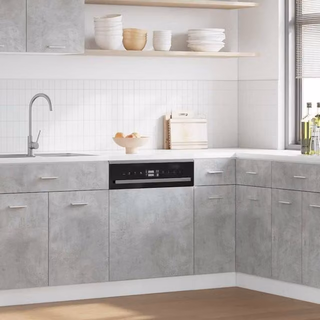 Berkfield Home Dishwasher Panel in Concrete Grey, W/D/H: 45 x 3 x 67 cm
