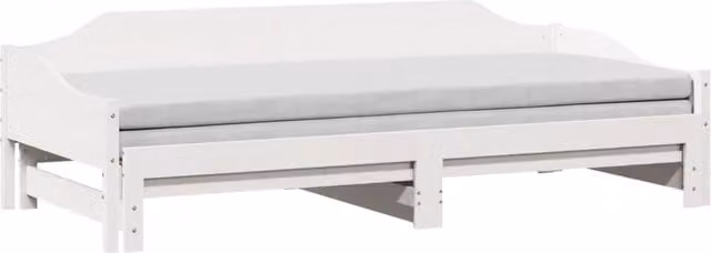 Berkfield Home Versatile Daybed with Trundle in White Solid Pine Wood, W/D/H: 200 x 90 x 62 cm