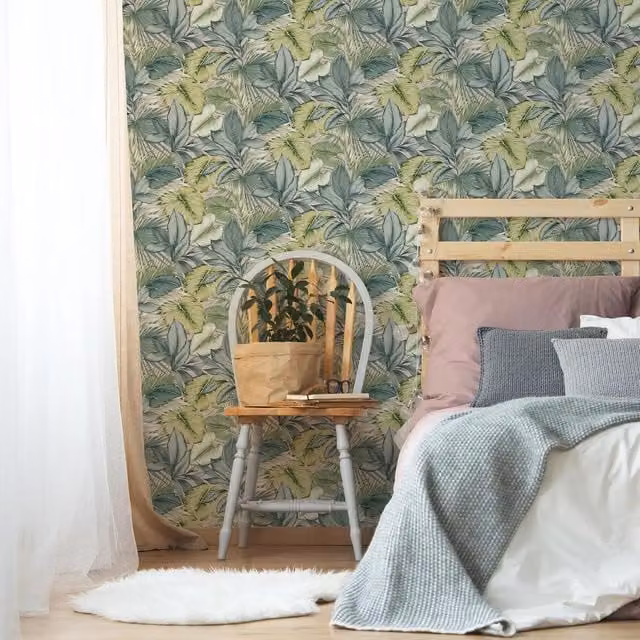 Fresco Tropicana Green Wallpaper - Green