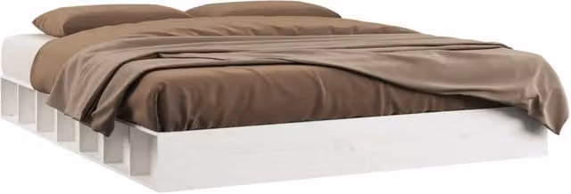 Berkfield Home Super King Size Solid Pine Wood Bed Frame in White, W/D/H: 180 x 200 cm