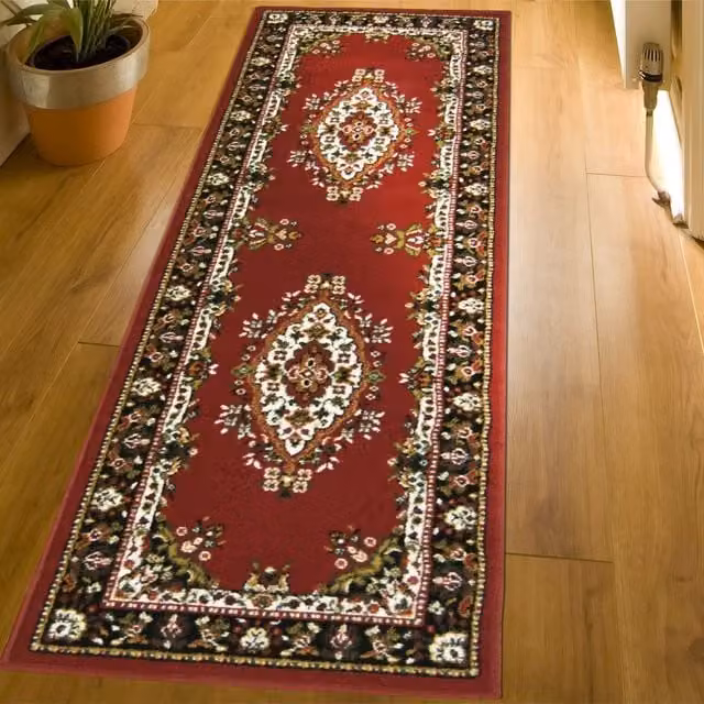 Melrose Interiors Red Oriental Style Machine Woven Area Rug, W: 300 cm, D: 67 cm