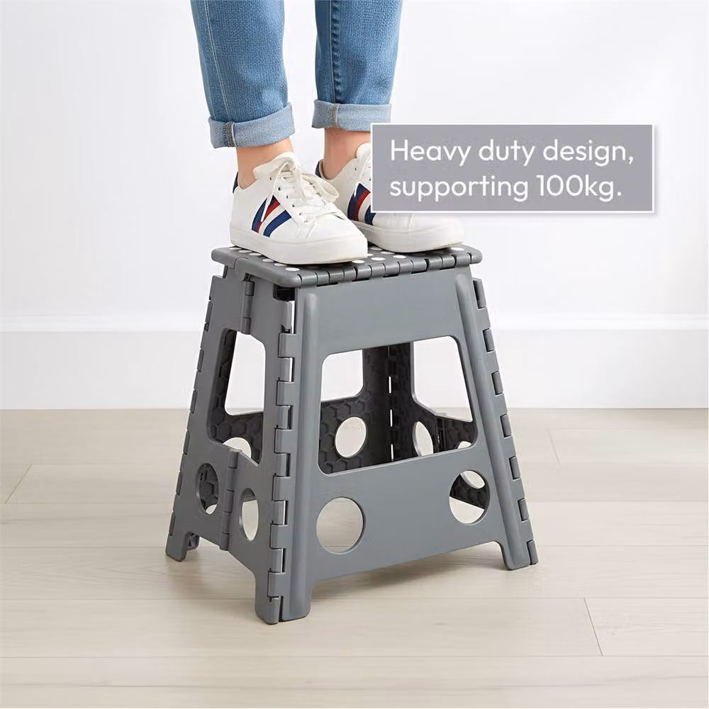 FLAVORA Grey Large Foldable Step Stool Portable Kitchen Step Seat – 4